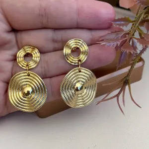 Brinco dourado dois círculos