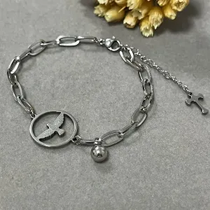 Pulseira em aço com pingente Espírito Santo