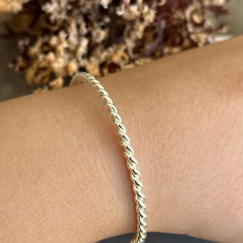 Bracelete fio torcido 3mm prata