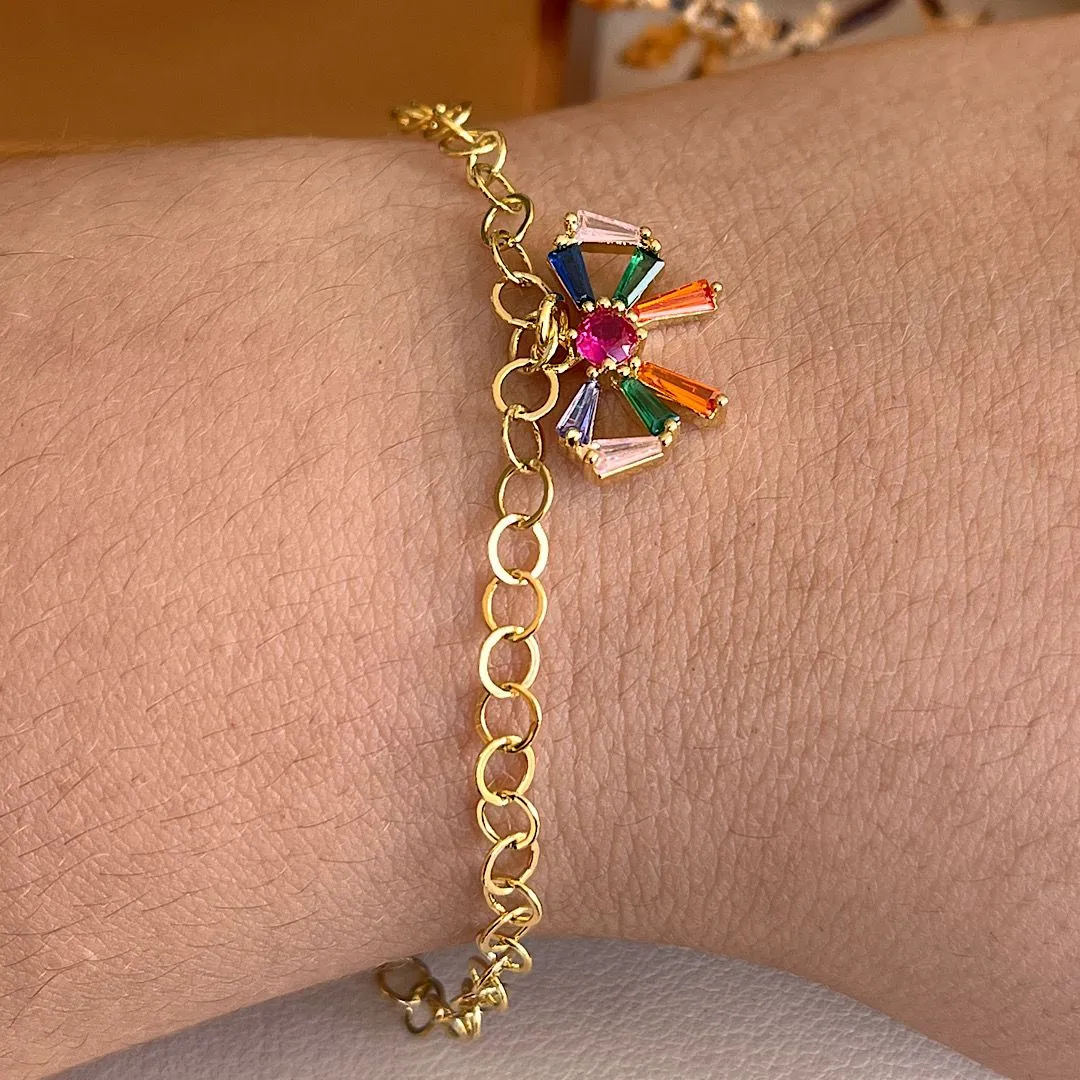 Pulseira com laço multicolor