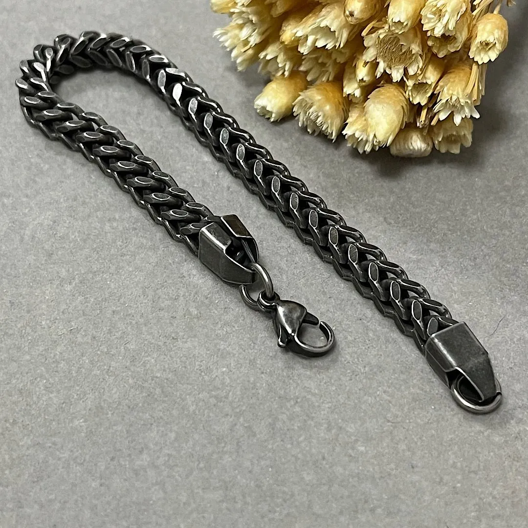 Pulseira Masculina em aço preta larga