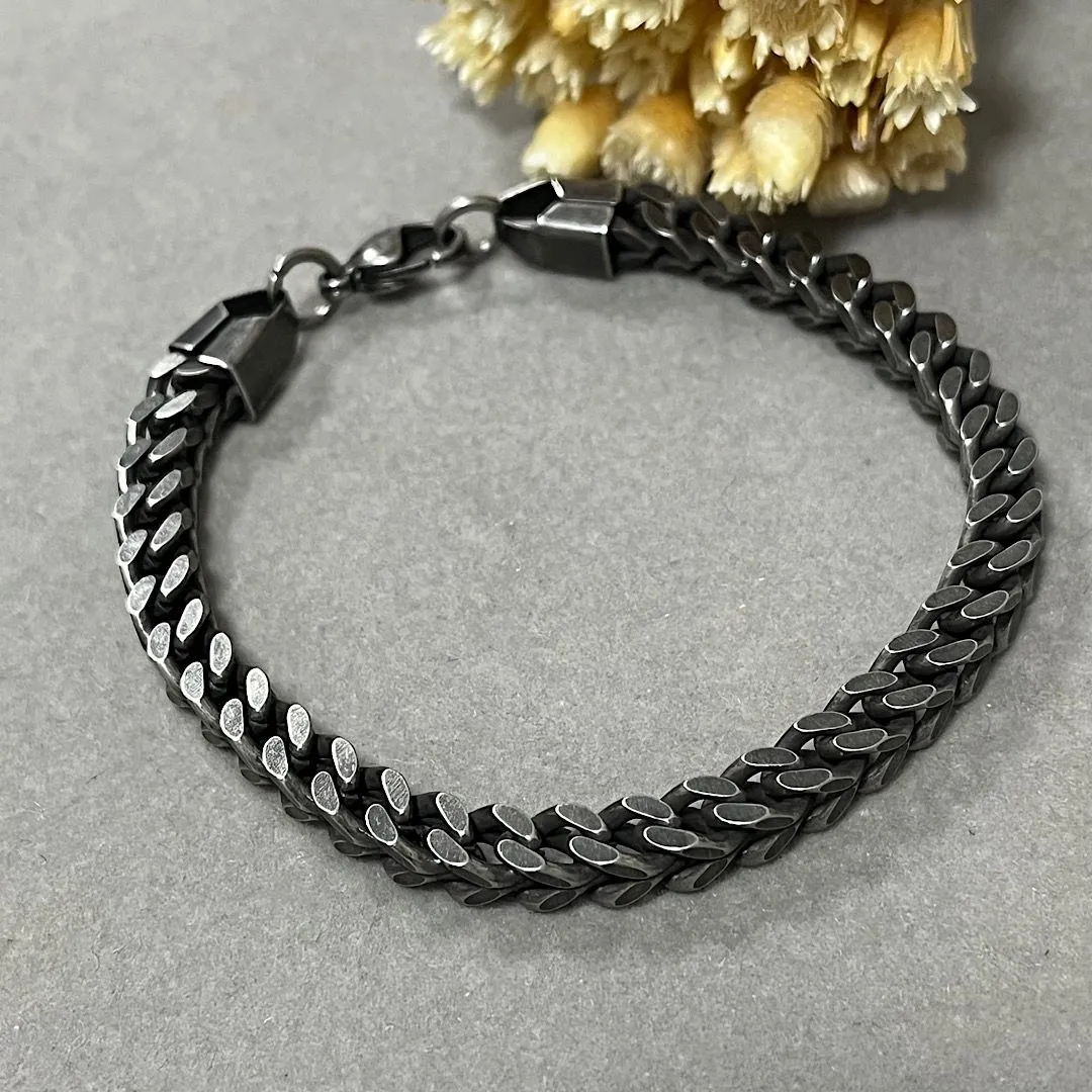 Pulseira Masculina em aço preta larga