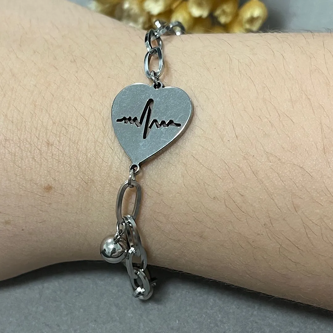 Pulseira em aço coração